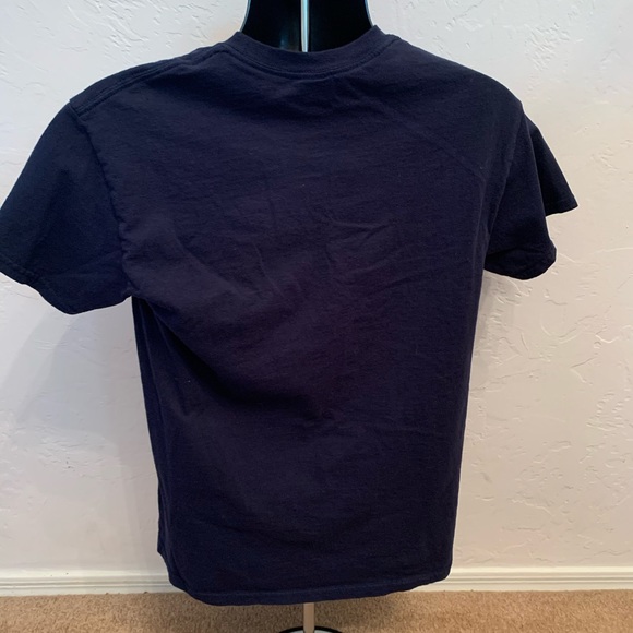 Blue Gildan T Shirt With Funny Print Size Medium - Picture 2 of 4